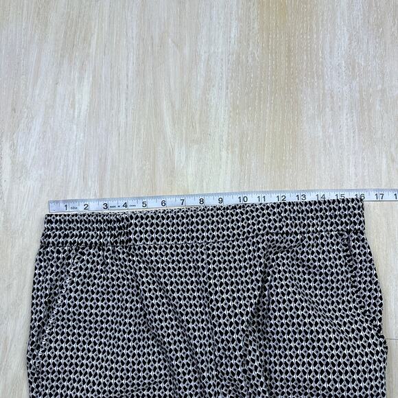 Anthropologie Geometric Cropped Black White Ankle Slit Pull On Pants Medium - Picture 10 of 15